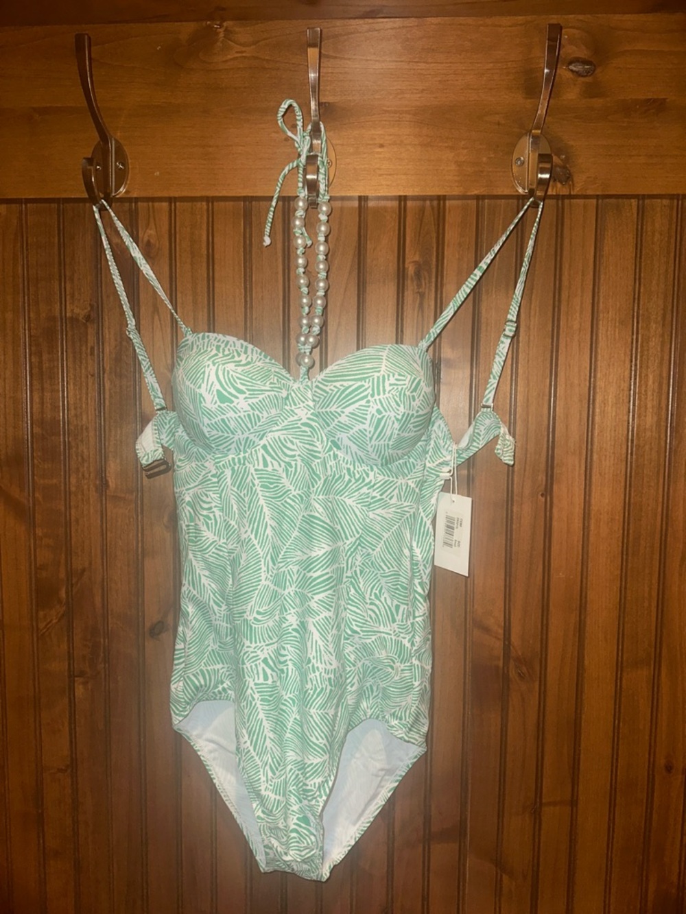 Women's Mint Leaf Print One-Piece Swimsuit